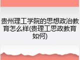 贵州理工学院的思想政治教育怎么样(贵理工思政教育如何)