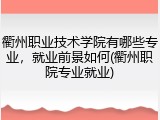 衢州职业技术学院有哪些专业，就业前景如何(衢州职院专业就业)