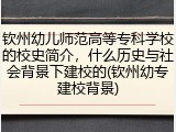 钦州幼儿师范高等专科学校的校史简介，什么历史与社会背景下建校的(钦州幼专建校背景)
