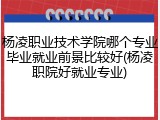 杨凌职业技术学院哪个专业毕业就业前景比较好(杨凌职院好就业专业)