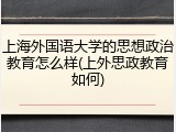 上海外国语大学的思想政治教育怎么样(上外思政教育如何)