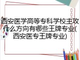西安医学高等专科学校主攻什么方向有哪些王牌专业(西安医专王牌专业)