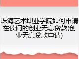 珠海艺术职业学院如何申请在读间的创业无息贷款(创业无息贷款申请)