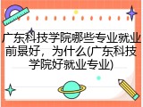 广东科技学院哪些专业就业前景好，为什么(广东科技学院好就业专业)