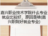 嘉兴职业技术学院什么专业就业比较好，原因是啥(嘉兴职院好就业专业)