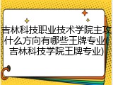 吉林科技职业技术学院主攻什么方向有哪些王牌专业(吉林科技学院王牌专业)