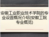 安徽工业职业技术学院的专业设置概况介绍(安徽工院专业概览)
