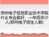 郑州电子信息职业技术学院什么专业最好，一年招多少人(郑州电子招生人数)
