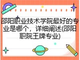 邵阳职业技术学院最好的专业是哪个，详细阐述(邵阳职院王牌专业)