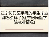 辽宁何氏医学院的学生毕业都怎么样了(辽宁何氏医学院就业情况)