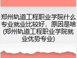 郑州轨道工程职业学院什么专业就业比较好，原因是啥(郑州轨道工程职业学院就业优势专业)