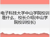 电子科技大学中山学院校训是什么，校长介绍(中山学院校训校长)