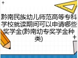 黔南民族幼儿师范高等专科学校就读期间可以申请哪些奖学金(黔南幼专奖学金种类)