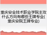 重庆安全技术职业学院主攻什么方向有哪些王牌专业(重庆安院王牌专业)