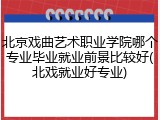 北京戏曲艺术职业学院哪个专业毕业就业前景比较好(北戏就业好专业)
