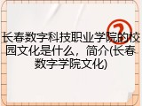 长春数字科技职业学院的校园文化是什么，简介(长春数字学院文化)