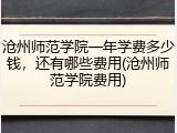 沧州师范学院一年学费多少钱，还有哪些费用(沧州师范学院费用)