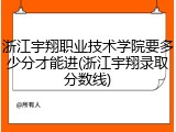 浙江宇翔职业技术学院要多少分才能进(浙江宇翔录取分数线)