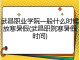 武昌职业学院一般什么时候放寒暑假(武昌职院寒暑假时间)