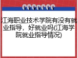 江海职业技术学院有没有就业指导，好就业吗(江海学院就业指导情况)
