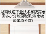 湖南铁道职业技术学院高考需多少分能录取呢(湖南铁道录取分数)