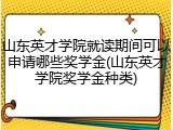 山东英才学院就读期间可以申请哪些奖学金(山东英才学院奖学金种类)