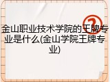 金山职业技术学院的王牌专业是什么(金山学院王牌专业)