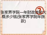 张家界学院一年财政拨款大概多少钱(张家界学院年拨款)