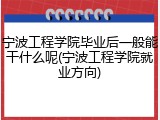 宁波工程学院毕业后一般能干什么呢(宁波工程学院就业方向)