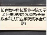 长春数字科技职业学院奖学金评定细则是怎样的(长春数字科技职业学院奖学金细则)