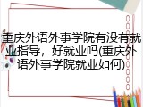 重庆外语外事学院有没有就业指导，好就业吗(重庆外语外事学院就业如何)
