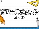 铜陵职业技术学院有几个校区,有多少人(铜陵职院校区及人数)