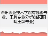 洛阳职业技术学院有哪些专业，王牌专业分析(洛阳职院王牌专业)