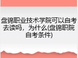 盘锦职业技术学院可以自考去读吗，为什么(盘锦职院自考条件)