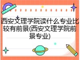 西安文理学院读什么专业比较有前景(西安文理学院前景专业)