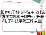 长春电子科技学院主攻什么方向有哪些王牌专业(长春电子科技学院王牌专业)