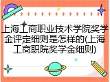 上海工商职业技术学院奖学金评定细则是怎样的(上海工商职院奖学金细则)
