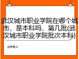 武汉城市职业学院在哪个城市，是本科吗，第几批(武汉城市职业学院批次本科)