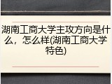 湖南工商大学主攻方向是什么，怎么样(湖南工商大学特色)
