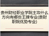 贵州财经职业学院主攻什么方向有哪些王牌专业(贵财职院优势专业)