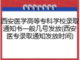 西安医学高等专科学校录取通知书一般几号发放(西安医专录取通知发放时间)