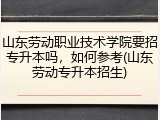 山东劳动职业技术学院要招专升本吗，如何参考(山东劳动专升本招生)
