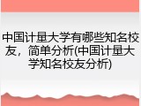 中国计量大学有哪些知名校友，简单分析(中国计量大学知名校友分析)