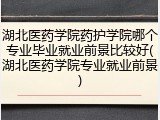 湖北医药学院药护学院哪个专业毕业就业前景比较好(湖北医药学院专业就业前景)