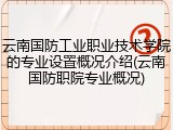 云南国防工业职业技术学院的专业设置概况介绍(云南国防职院专业概况)
