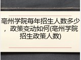 亳州学院每年招生人数多少，政策变动如何(亳州学院招生政策人数)