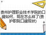 贵州护理职业技术学院的口碑如何，现在怎么样了(贵护职院口碑现状)