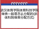 武汉体育学院体育科技学院宿舍一般是怎么分配的(武体科院宿舍分配方式)