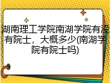 湖南理工学院南湖学院有没有院士，大概多少(南湖学院有院士吗)
