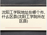 沈阳工学院地址在哪个市，什么区县(沈阳工学院所在区县)